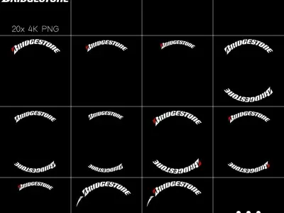 20x Bridgestone tire sidewall 4K PNG decals Texture