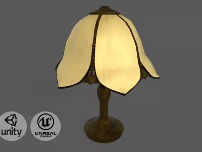 Vintage brass table lamp Low-poly 3D model