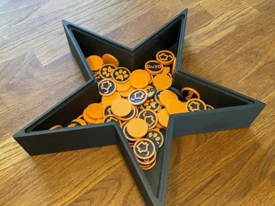 Star Box with Lid and Knob Including Coin Set STL 3D Print  3D print model