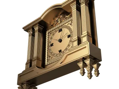 Classic Clock 09 Gold Low-poly 3D model