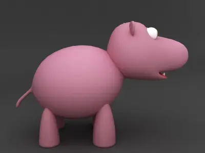 Hippo rigged cartoon 3d model Low-poly 3D model
