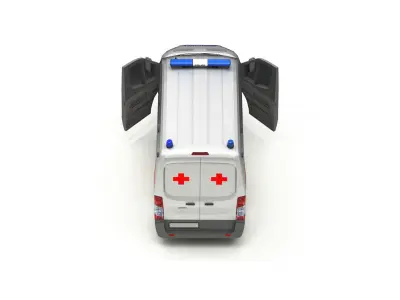Ambulance Car 2-V5 Low-poly 3D model