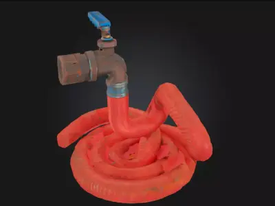 Coiled Connection Flexible Hose Detail 3D model