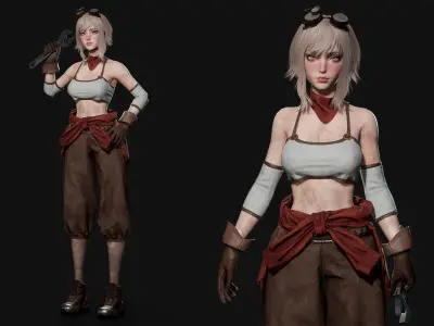 Mechanic Girl - Game Ready Low-poly 3D model