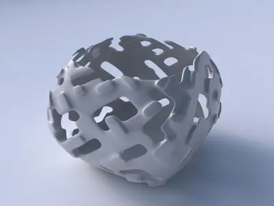 Bowl semi-quadratic with smooth cuts and bulges   3D print model