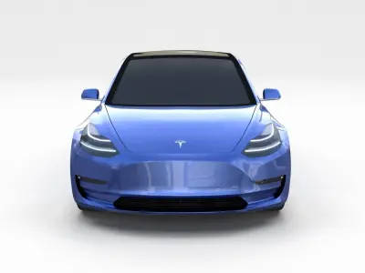 Tesla Model 3 with Chassis Blue 3D model