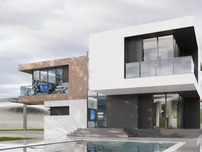 villa modern Low-poly 3D model