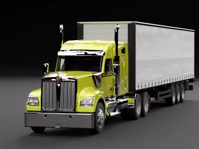 Kenworth 990 Truck Yellow 3D model