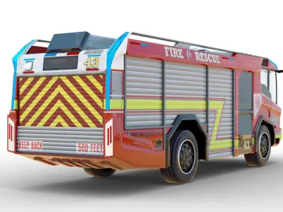 Generic Firetruck USA style Low-poly 3D model