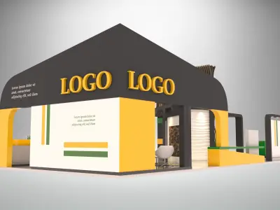 EXHIBITION-Booth-18x9 trade show booth with accents 3D model