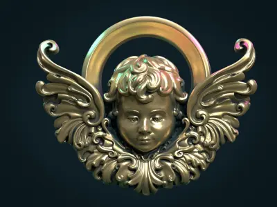 Angel Cherub bas-relief 3D print model