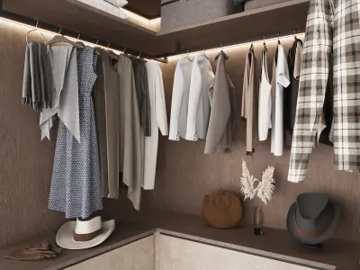 Wardrobe composition  with filling 3D model