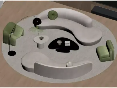 Modern Curved Sofa 3D model