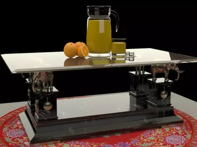 Chinese coffee table with orange juice jar 3D model