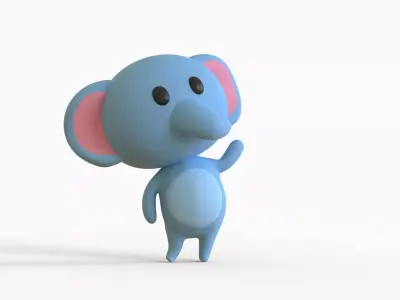 Little Funny Elephant Animated Low-poly 3D model