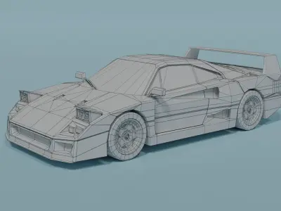 Ferrari F40 Low-poly 3D model