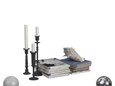 Books and Candles 3D model