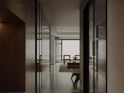 Modern living room dining room interior scenes 391 3D model