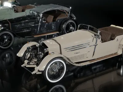 1920 to 1930 modular car Low-poly 3D model