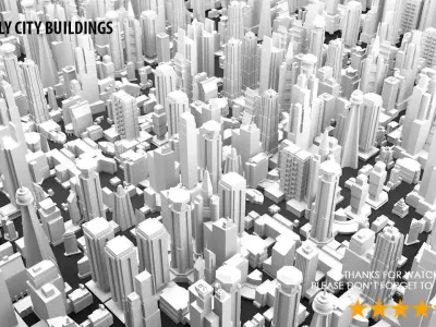 Low Poly City Buildings Low-poly 3D model