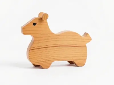 Wooden Animal Figure model pack Low-poly 3D model