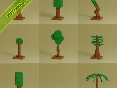Low Poly Trees Collection - 25 trees pack 6 Low-poly 3D model