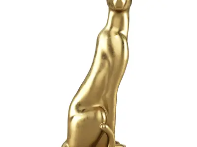 Deco Figurine Sitting Leopard Gold 150cm 3D model