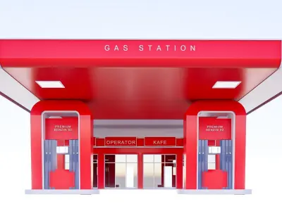 gas station Low-poly 3D model
