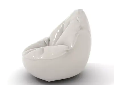 Plush White Beanbag model pack Low-poly 3D model