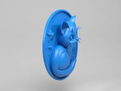Cat wall decoration 3D print model