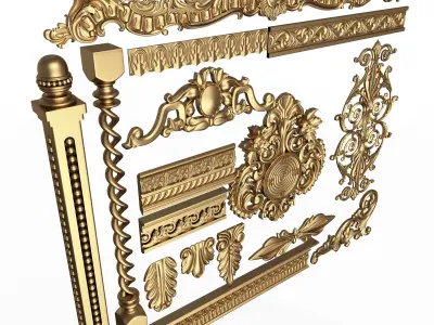 Collection of 16 Classic Carvings 02 Low-poly 3D model