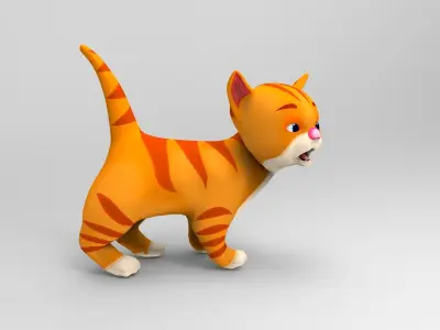 3d Cartoon Cute Cat Rigged Model  Low-poly 3D model