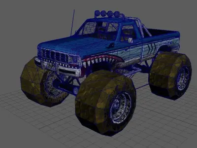 Monster Truck  Low Poly  Game And 3d Animation Ready Low-poly 3D model