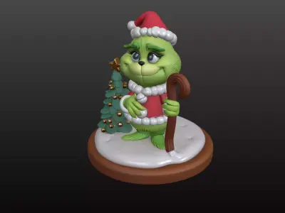 Grinch Inspired Christmas Figure Cute Festive STL Model 3D print model