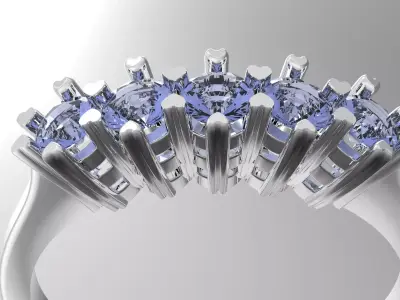 Light and beautiful women ring with 5 luxury gems 3D model