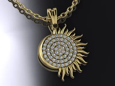 Sun Jewelry Pendant Gold 3D print model