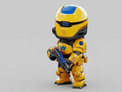 TOON CYBER TROOPER-B Rigged for Unreal Engine - Unity - MIXAMO 3D model