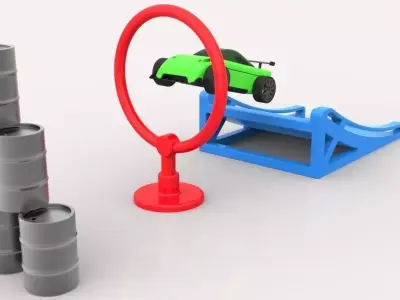 Stunt Car Set 3D model