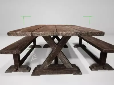 29- Square table picnic medieval quality UE4 Low-poly 3D model