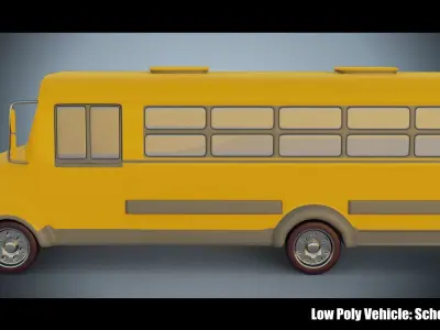 Low Poly Vehicle - Yellow School Bus  Low-poly 3D model