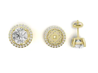 Detachable Diamond Stud Earrings 3D print model