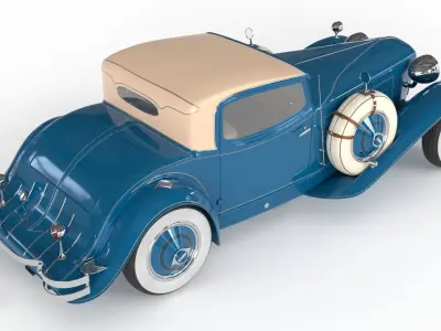 Retro Car 1929 Cord L-29 Low-poly 3D model