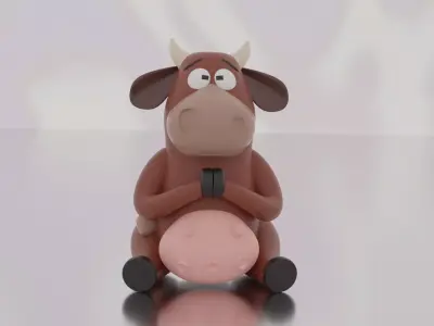 The cow cartoon 3D print model