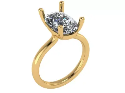 elongated cushion solitaire ring with open shank  3D print model