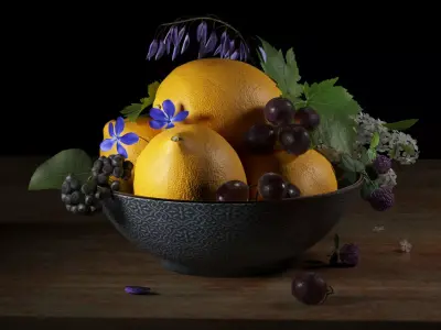 Bowl with lemons 3D model