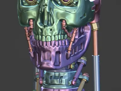 Animatronic T-800 Terminator skull with face tracking 3D print model