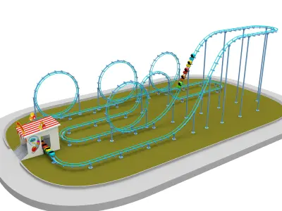 Amusement Park Equipment 9 Pieces 3D model