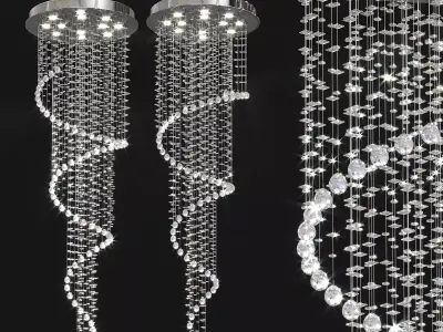 Helix Polished Chrome Clear Crystal 12 Light Halogen Chandelier 3D model