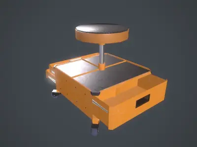 Pneumatic Workshop Chair Low-poly 3D model