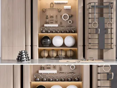 GYM RACK WITH SPORT EQUIPMENT NO2 A 3D model